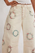 Good Luck Printed Barrel Jeans - We The Free - We The Free by Free People - Watercolor Wreath
